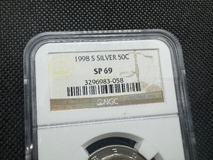 1998 S SP69 SMS Matte Silver Kennedy Half. Low Mintage-Important Specimen for Any Half Dollar Collection