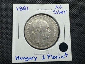 lot 8 image: 1881 High Grade Hungary Silver 1 Florint. Tough Find in the Condition