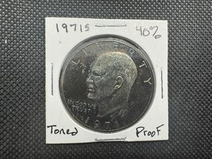lot 19 image: 1971 S 40% Silver Eisenhower Dollar. Beautiful Unique Toning