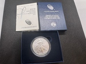 lot 20 image: 2018 W BU Silver Eagle in OGP Near Perfect Condition Low Mintage