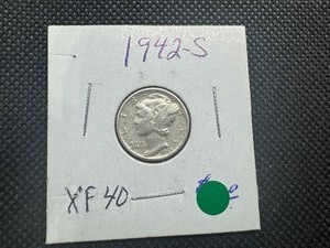 lot 26 image: 1942 S XF Mercury Dime