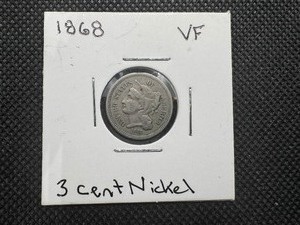 lot 33 image: 1868 3 Cent Nickel