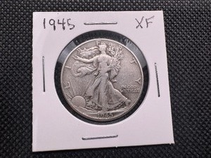 lot 48 image: 1945 XF Walking Liberty Half Dollar