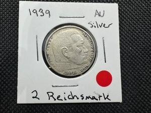 lot 57 image: 1939 AU Nazi Germany Silver 2 Reichsmark