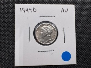 lot 96 image: 1944 D High Grade Mercury Dime AU or Better