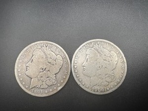 lot 82 image: 1891 and 1900O Morgan Dollars