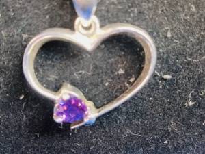 lot 85 image: Sterling Silver Heart Neckless with Amethyst Stone