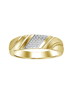 lot 89 image: Mens 10K Gold Diamond-Accent Diagonal Wedding Band - Size 10