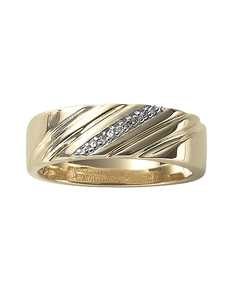 lot 90 image: 18K Gold Over Sterling Silver Two-Tone Unisex Diamond-Accent Wedding Band - Size 14
