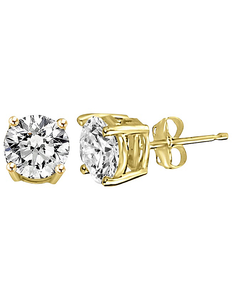 lot 93 image: 10K Yellow Gold 14 ct tw Round Diamond Solitaire Stud Earrings