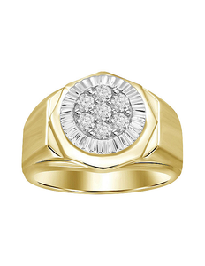 lot 94 image: Mens 10K Gold with Rhodium Two-Tone 14 ct tw Diamond Round Cluster Ring - Size 10