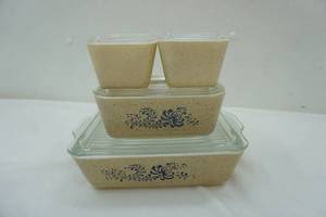 lot 125 image: Vintage Homestead refrigerator Crock Set