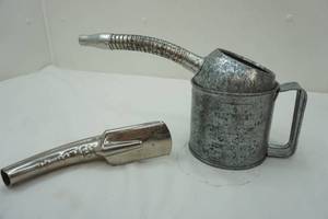 lot 142 image: Vintage Galvanized Flex Spout Oil Can & Brookings Can Spout