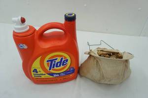 lot 157 image: Tide (23 Full) & Clothespins & Basket