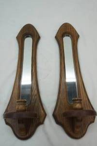 lot 165 image: Northshore Wood Products Mirrored Candle Holders (2ct)