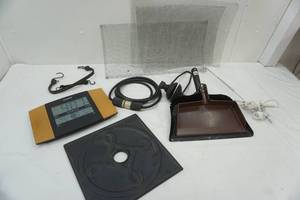 lot 215 image: Variety Lot Weather Clock, dust pans, extension cord, wire mesh and more