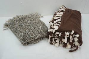lot 14 image: Fleece Blanket & Crochet Lap Blanket