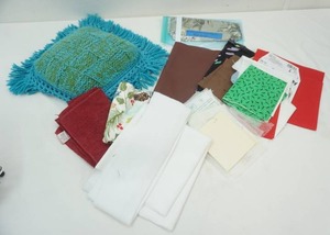 lot 15 image: Sewing Material Lot With Vintage Crochet Pillow