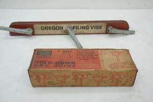 lot 45 image: Vintage Oregon Filing Vise & Sears Craftsman Hold-Down And Guide
