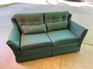 lot 75 image: Vintage Green Love Seat Sofa Couch