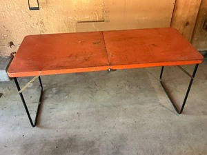 lot 88 image: Vintage Orange Metal Folding Table