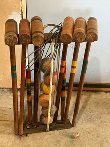 lot 168 image: Vintage Wood Croquet Set