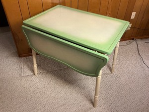 Vintage Green Enamel Drop Leaf Table