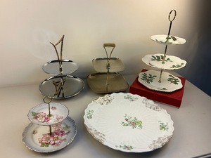 lot 263 image: Two & Three Tier Serving Plates plus Large Platter