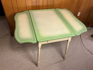 Vintage Green Enamel Drop Leaf Table