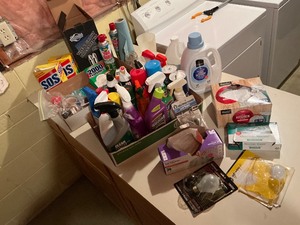 lot 250 image: Household Cleaners, Trash bags & Misc. Items
