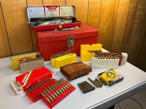 lot 255 image: Rifle Cartridge Ammunition Lot with Tool Box