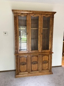 Vintage China Cabinet Lighted Hutch