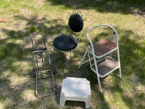 lot 191 image: Step Stool and Chair Lot with Cart