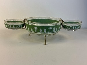 Mid-Century Modern Jeannette Glass Hellenic Greek Design Chip & Dip Set