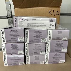 lot 35 image: Lot of 10 NEW Braval 036-7847 Nitrile Medical Examination Gloves - Mixed Sizes