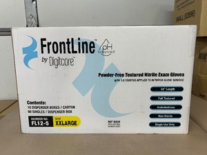 lot 61 image: 1 Case (900 each) NEW Digitcore FL12-5 FrontLine Powder-Free Textured Nitrile Exam Gloves - Size XXLarge