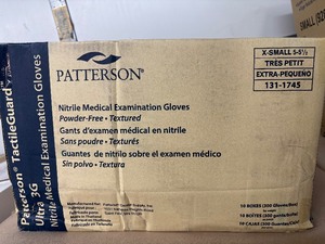 lot 64 image: 1 Case (3000 each) NEW Patterson 131-1745 TactileGuard Ultra 3G Nitrile Powder-Free Medical Examination Gloves - Size X-Small 5 - 5 12