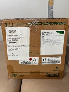 lot 72 image: 1 Case (200 pairs) NEW Gammex 8515 Synthetic Powder-Free Surgical Gloves - Size 7 12 Green