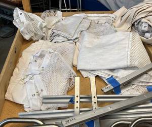 lot 77 image: Lot Of Hospital Curtain Ceiling Track System Rails With Curtains