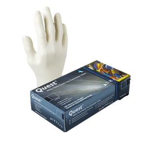 lot 51 image: 1 Case (1000 each) NEW Aurelia 92896 Quest Single-Use Nitrile Powder-Free Examination Gloves - Size Small White
