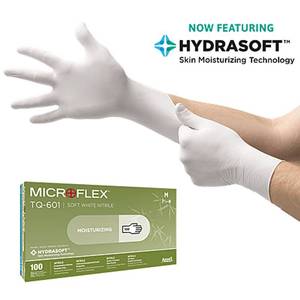 lot 44 image: 1 Case (1000 each) NEW Ansell TQ-601 Microflex Soft White Nitrile Examination Gloves - Size XS 5 12 - 6