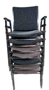 lot 6 image: Stack of 7 Vintage Mid-Century Modern Accent Office Chairs by Flair Designs LTD USA  Eames Era Style  Sleek Chrome Frames with Classic Upholstery  Timeless Design Perfect for Office or Lounge  All In Good Condition