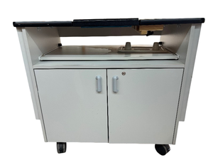lot 13 image: Sammons Preston Upper Extremity Workstation  Adjustable Shelves   Durable Surfaces  Perfect For Hand & Arm Rehab  Good Condition - Needs Clean Up - Something Was Spilled On It