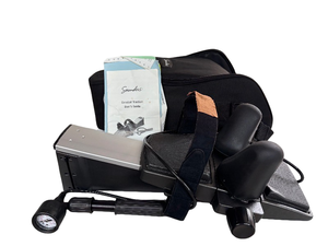 lot 14 image: Wow Saunders Cervical Traction Pneumatic System With Carry Bag  Adjustable up to 50 lbs for effective neck pain relief  Self-adjusting neck wedges for comfort  Portable design, easy to use  In Excellent Condition