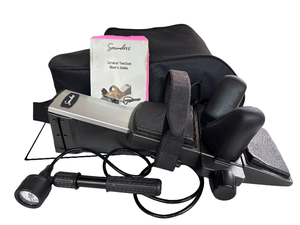 lot 15 image: WOW Saunders Cervical Traction Pneumatic System With Carry Bag  Adjustable up to 50 lbs for effective neck pain relief  Self-adjusting neck wedges for comfort  Portable design, easy to use  In Excellent Condition