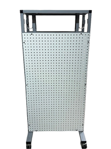 lot 23 image: WOW Mobile Physical Therapy Tool Cart With Pegboard On Both Sides  Durable, Easy To Move, And Perfect For Organizing Tools & Supplies  In Great Condition