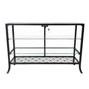lot 28 image: Gorgeous 2-Tier Glass Display Case With Lock & Key Featuring Elegant Floral Wire Design  Stylish & Secure Display Solution  In Excellent Condition