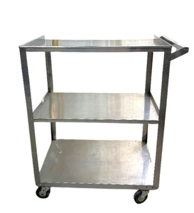 lot 17A image: Lakeside MFG. 311 2-Tier Stainless Steel Storage Supply Service Trolley Cart  Durable & Easy to Clean  Great for Medical or Industrial Use  Smooth Rolling Wheels  In Great Condition