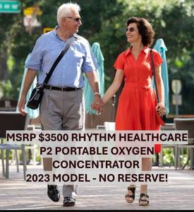 WOW MSRP $3500 Rhythm Healthcare P2 Portable Oxygen Concentrator - 2023 Model - Excellent Working Condition!&nbsp; Comes With Battery, AC Charger &amp; DC (Car) Charger Plus Carrying Shoulder Case!