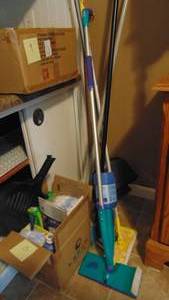 lot 13 image: Box of Cleaning Supplies with Wetjet  and Swifer